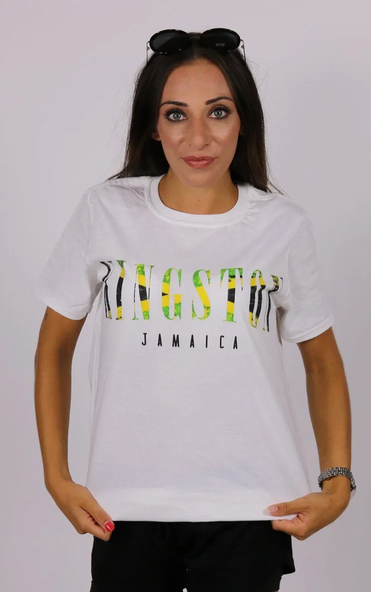 Kingston Jamaica Logo White T-Shirt