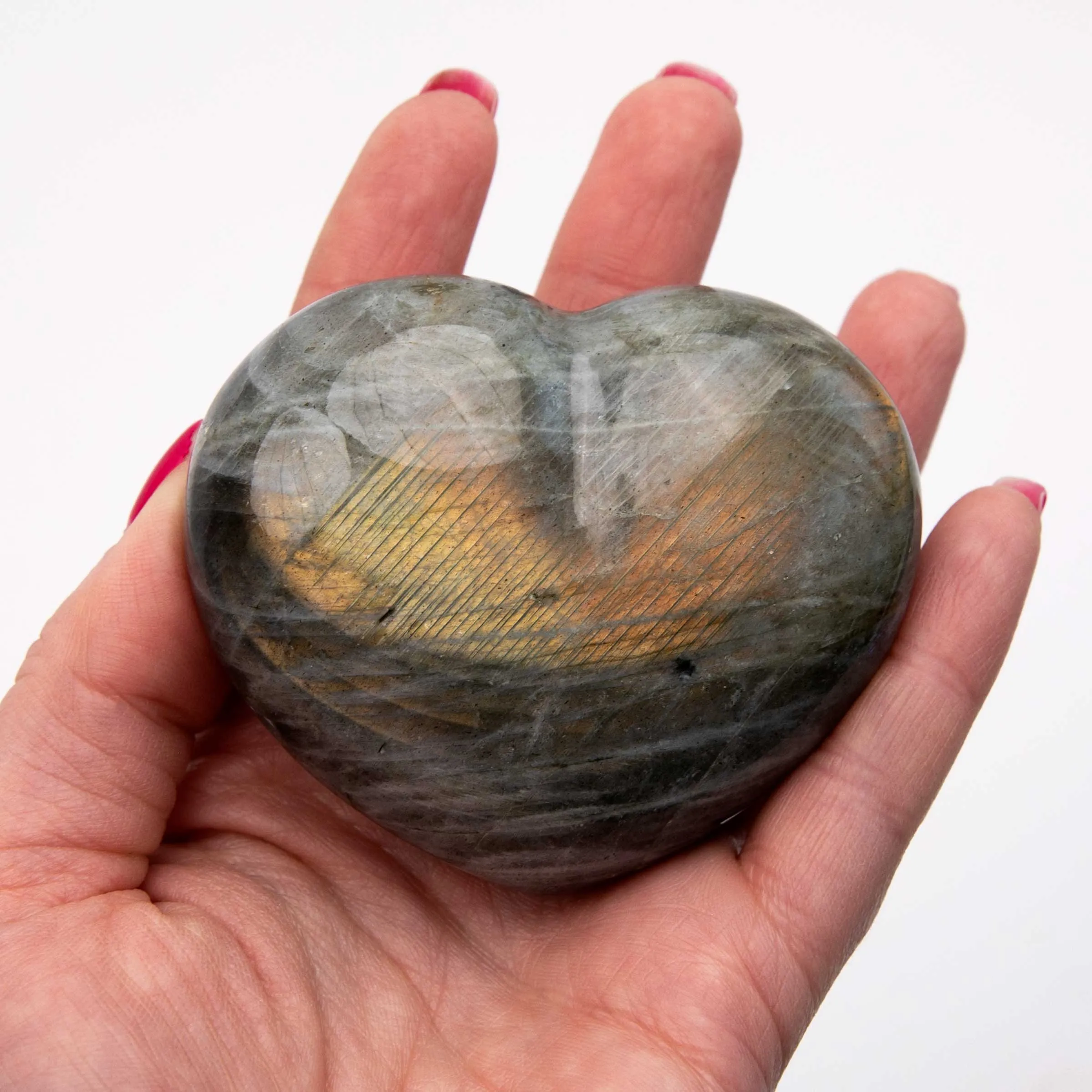 Labradorite, Orange Flash - Heart