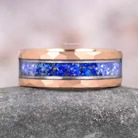 Lapis Lazuli Wedding Band- 8MM Rose Gold Tungsten