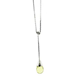 Lemon Quartz & Diamond Pendant Necklace