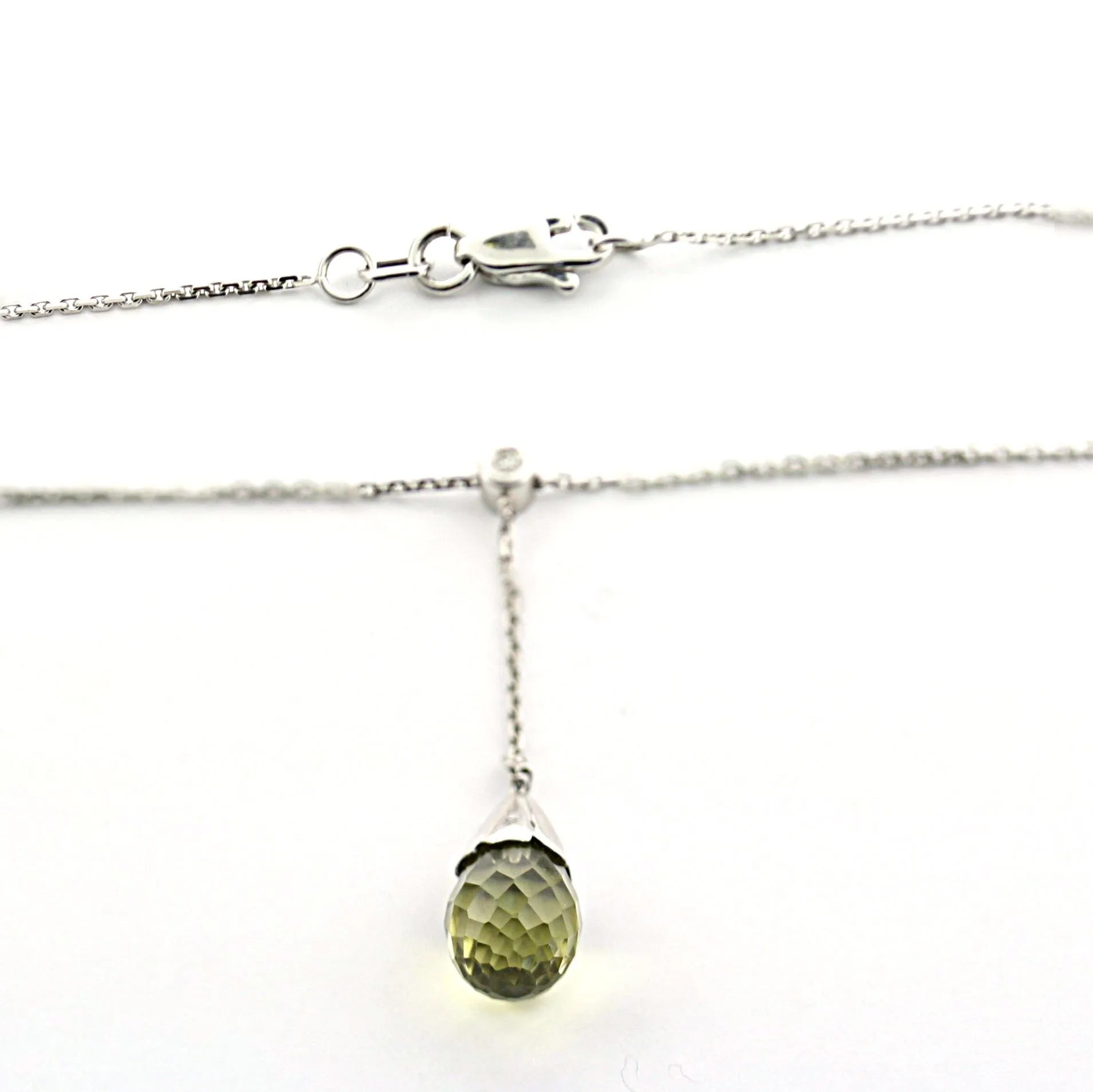 Lemon Quartz & Diamond Pendant Necklace