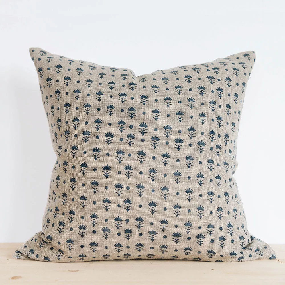 Linen Hand Block-Printed Pillow Cover No. 0520