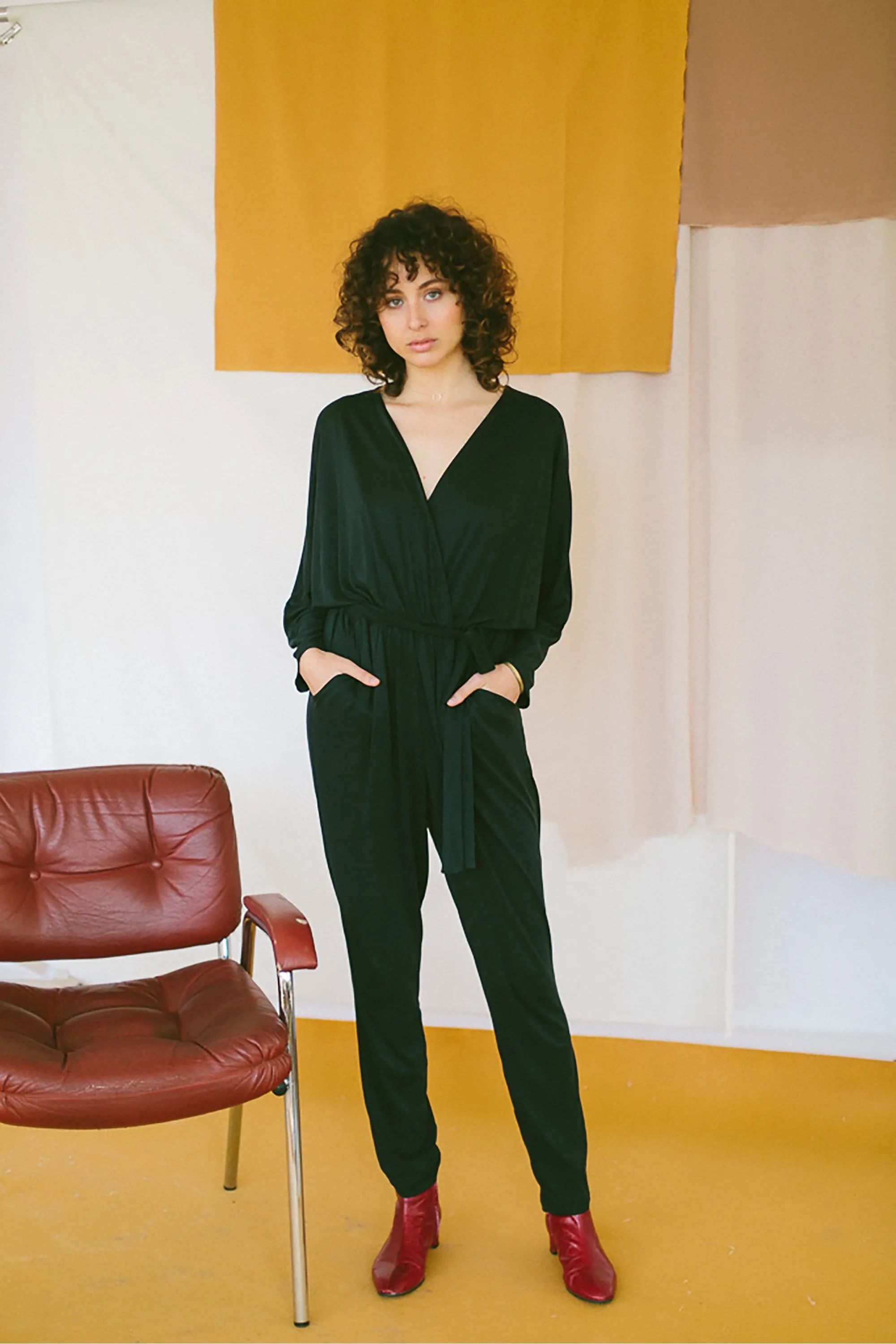 long sleeve jumpsuit black