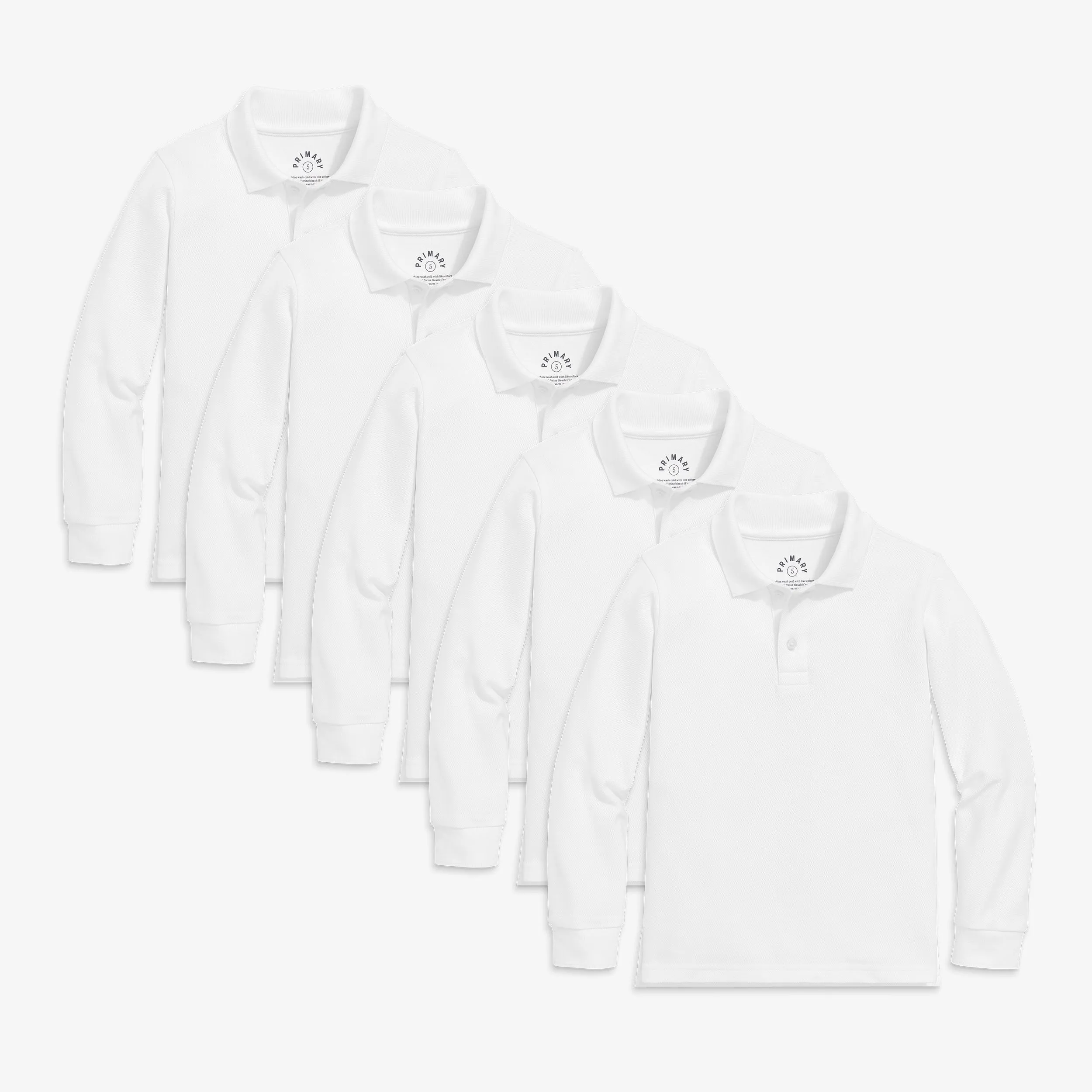 Long sleeve pique polo 5-pack