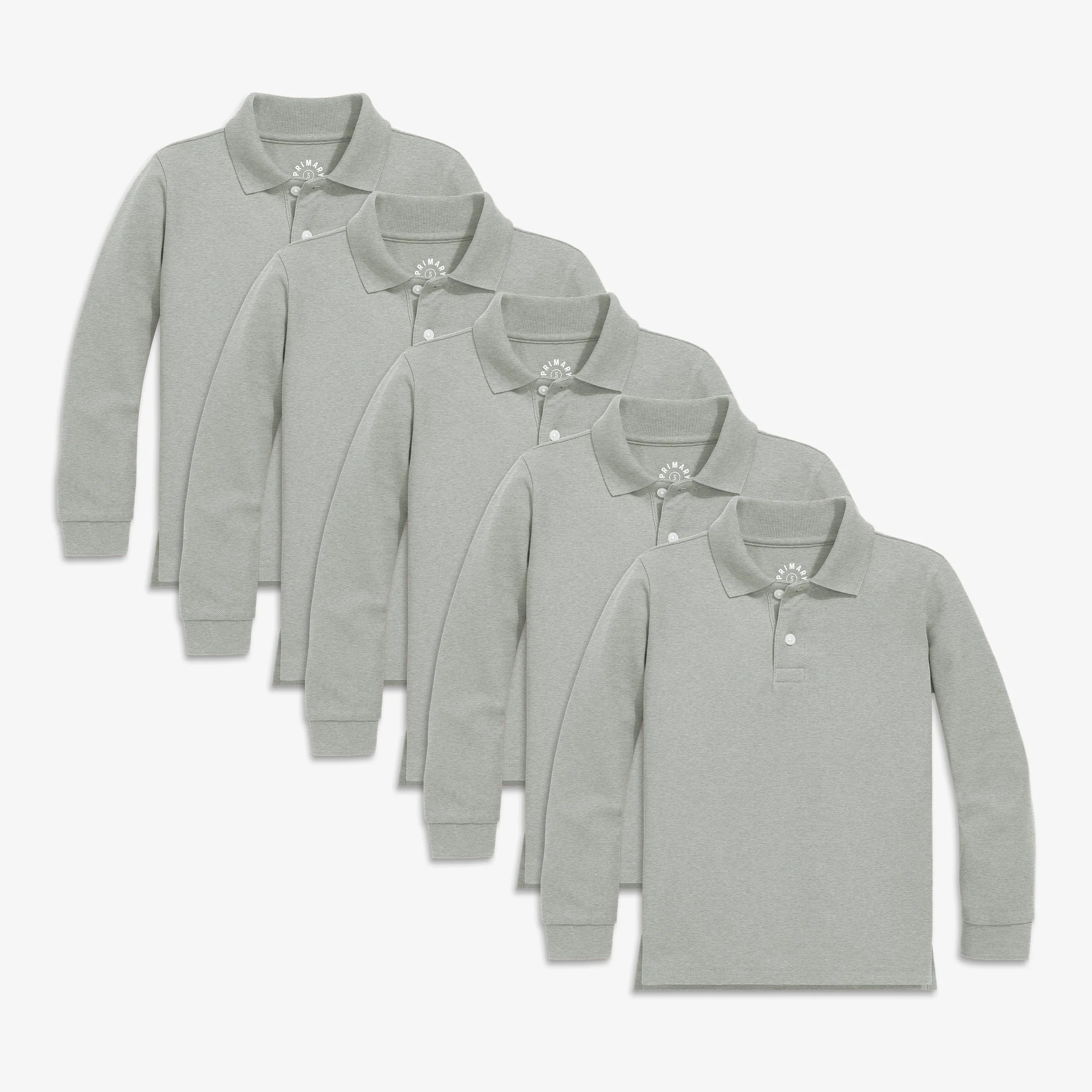 Long sleeve pique polo 5-pack