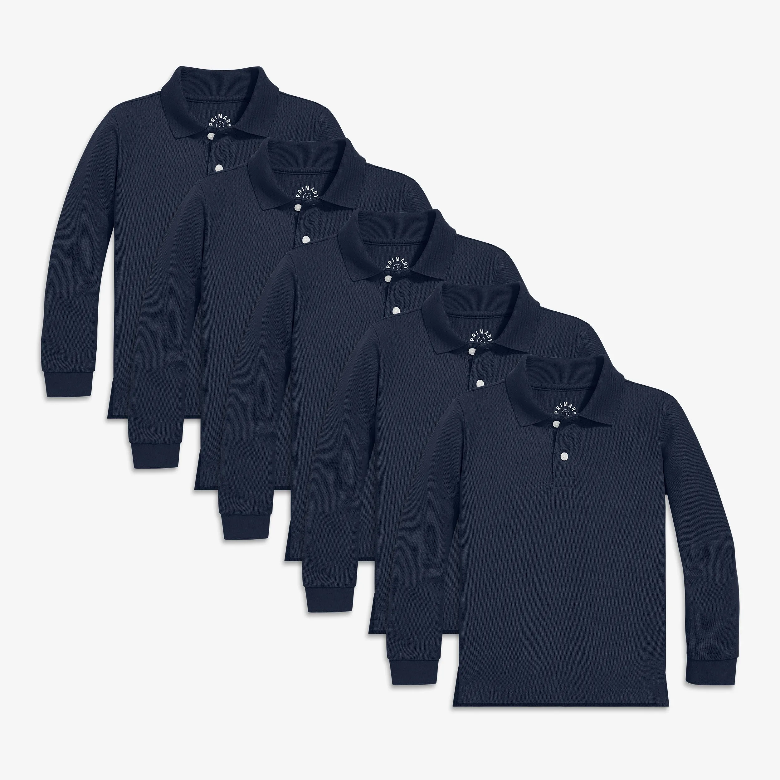 Long sleeve pique polo 5-pack