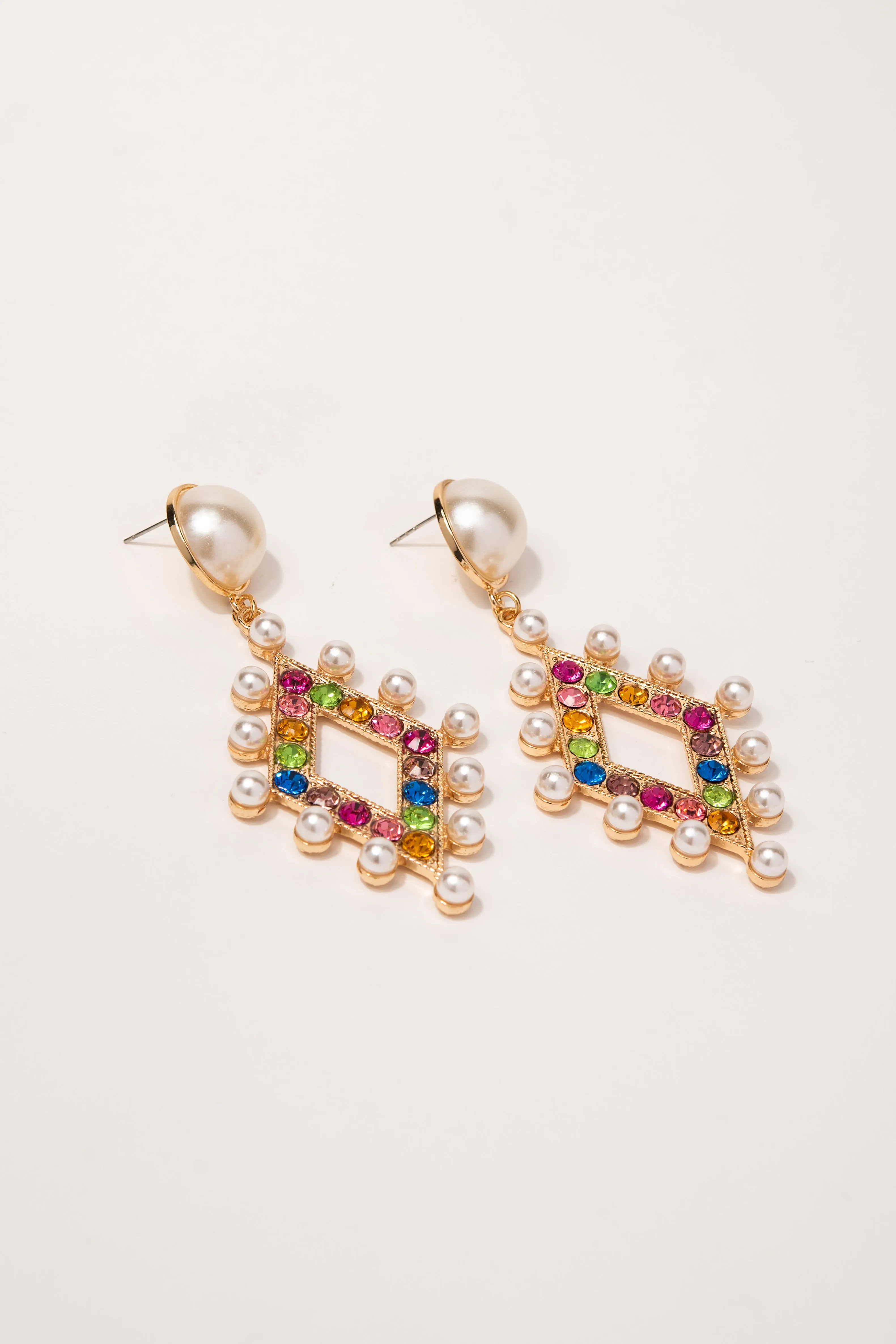 Louella Rhinestone and Pearl Drop Earrings