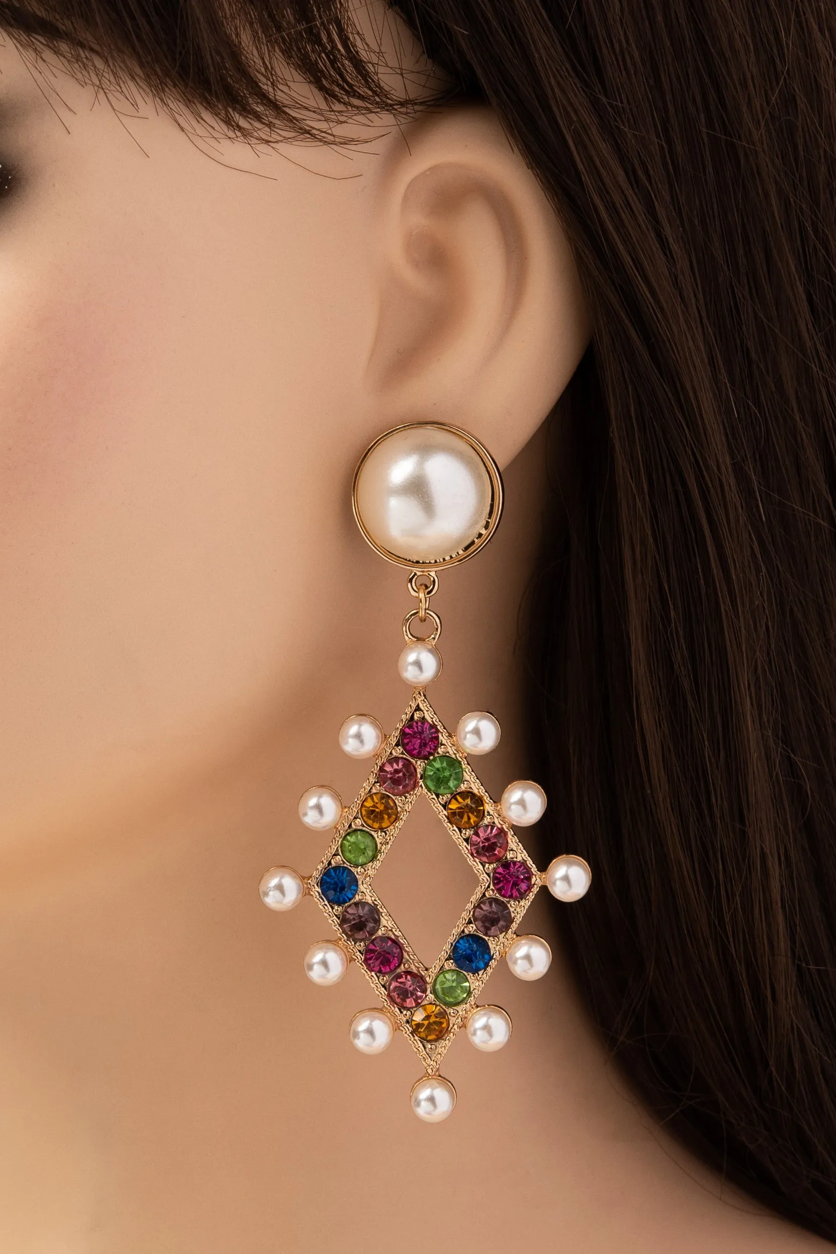 Louella Rhinestone and Pearl Drop Earrings