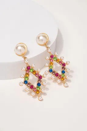 Louella Rhinestone and Pearl Drop Earrings