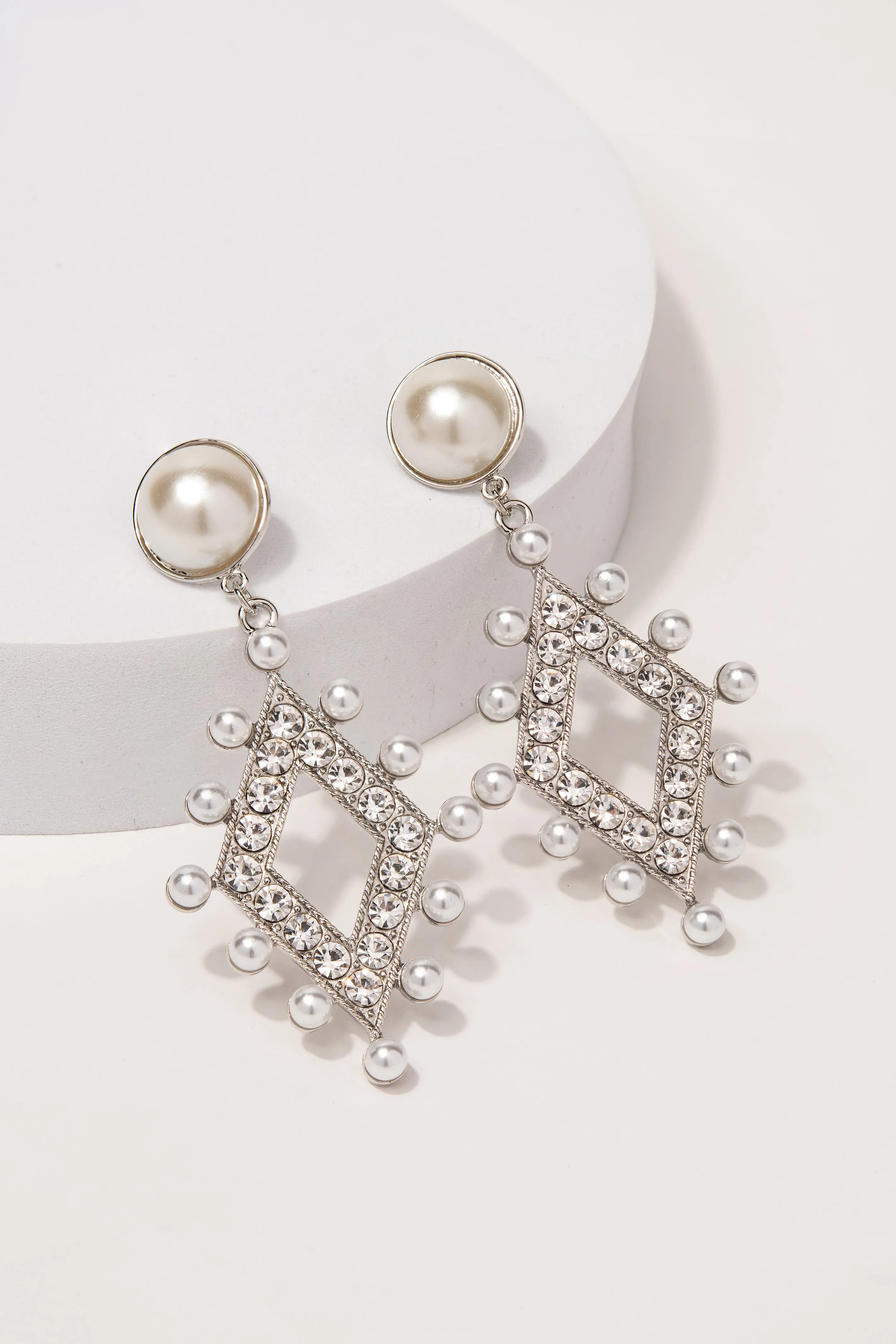 Louella Rhinestone and Pearl Drop Earrings