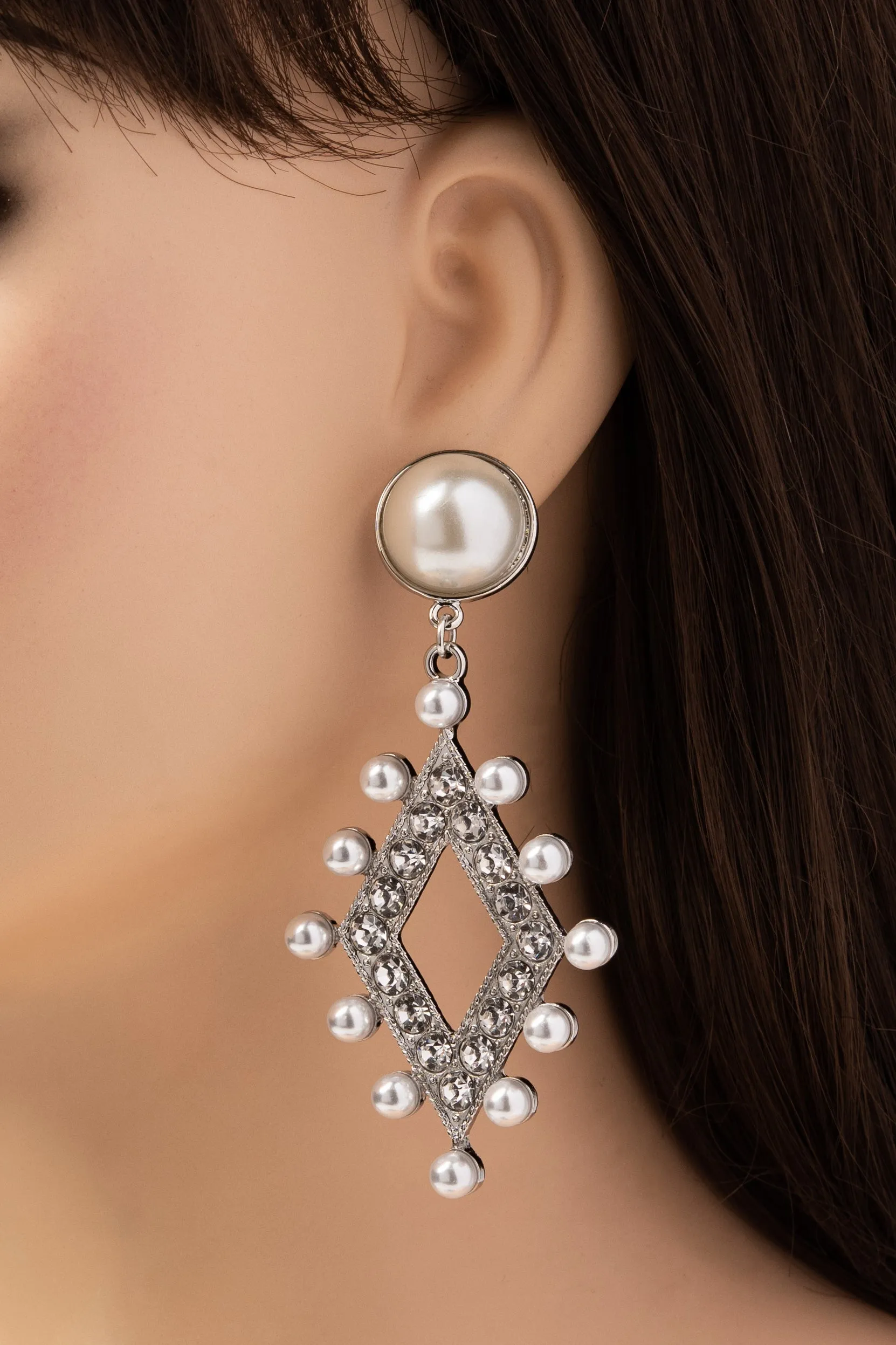 Louella Rhinestone and Pearl Drop Earrings