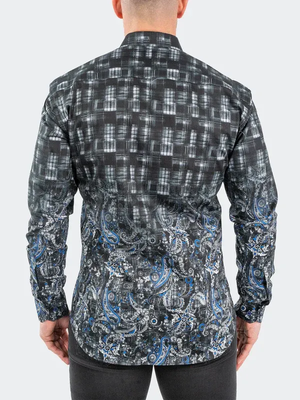 Maceoo Shirt Fibonacci PaisleyBlue | Black