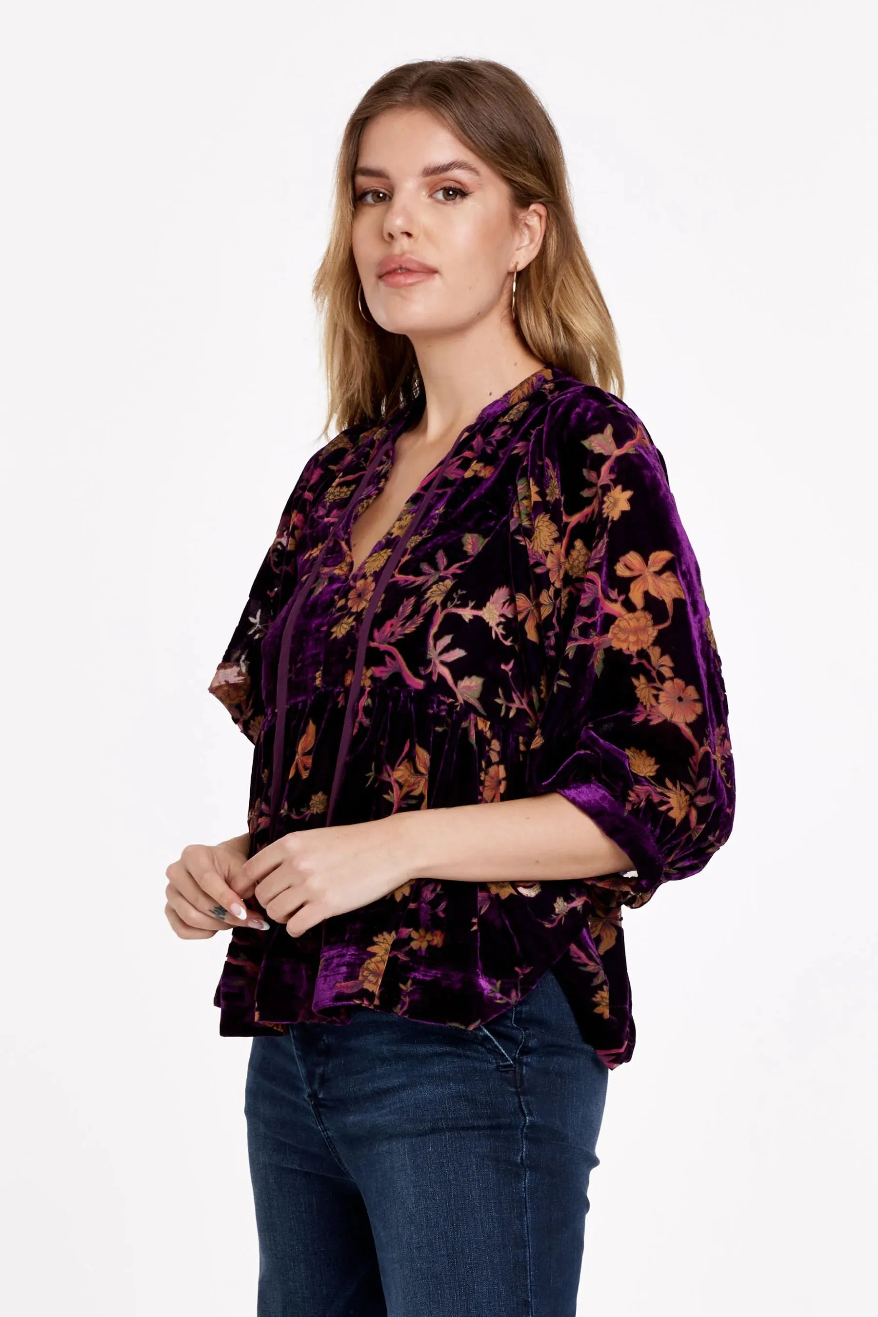 Malia Burnout Velvet Floral Top