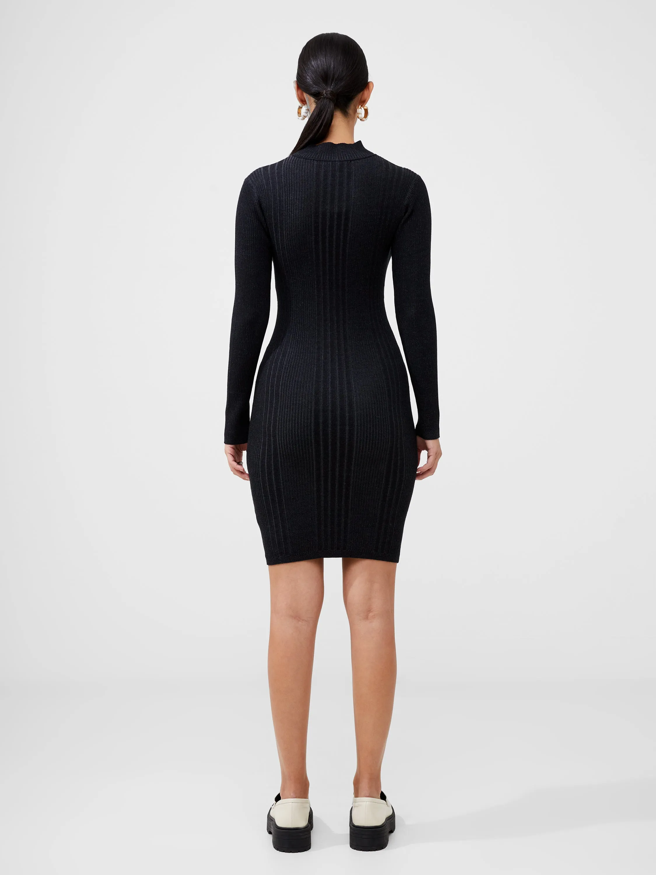 Mari Rib Knit Mini Sweater Dress