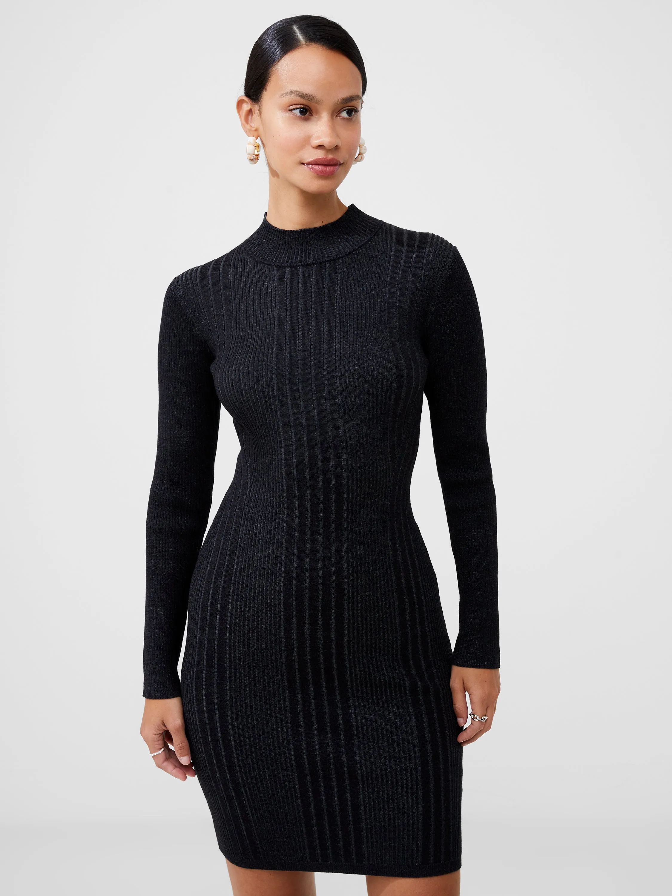 Mari Rib Knit Mini Sweater Dress