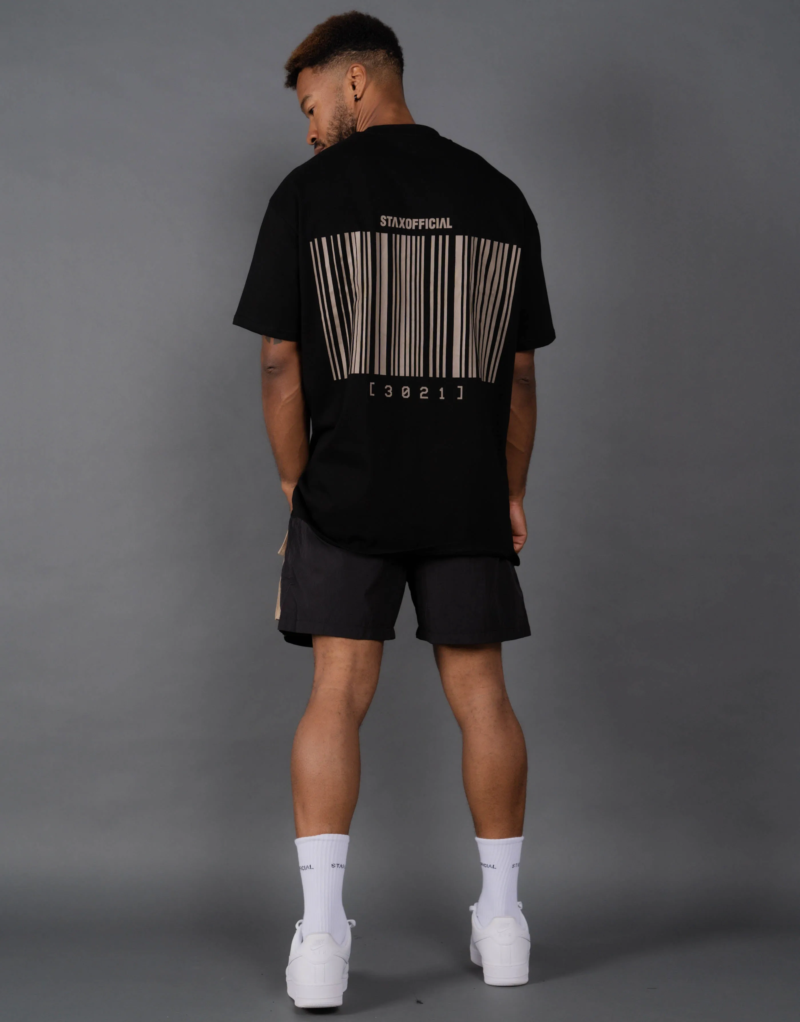 Mens Barcode Tee - Beige