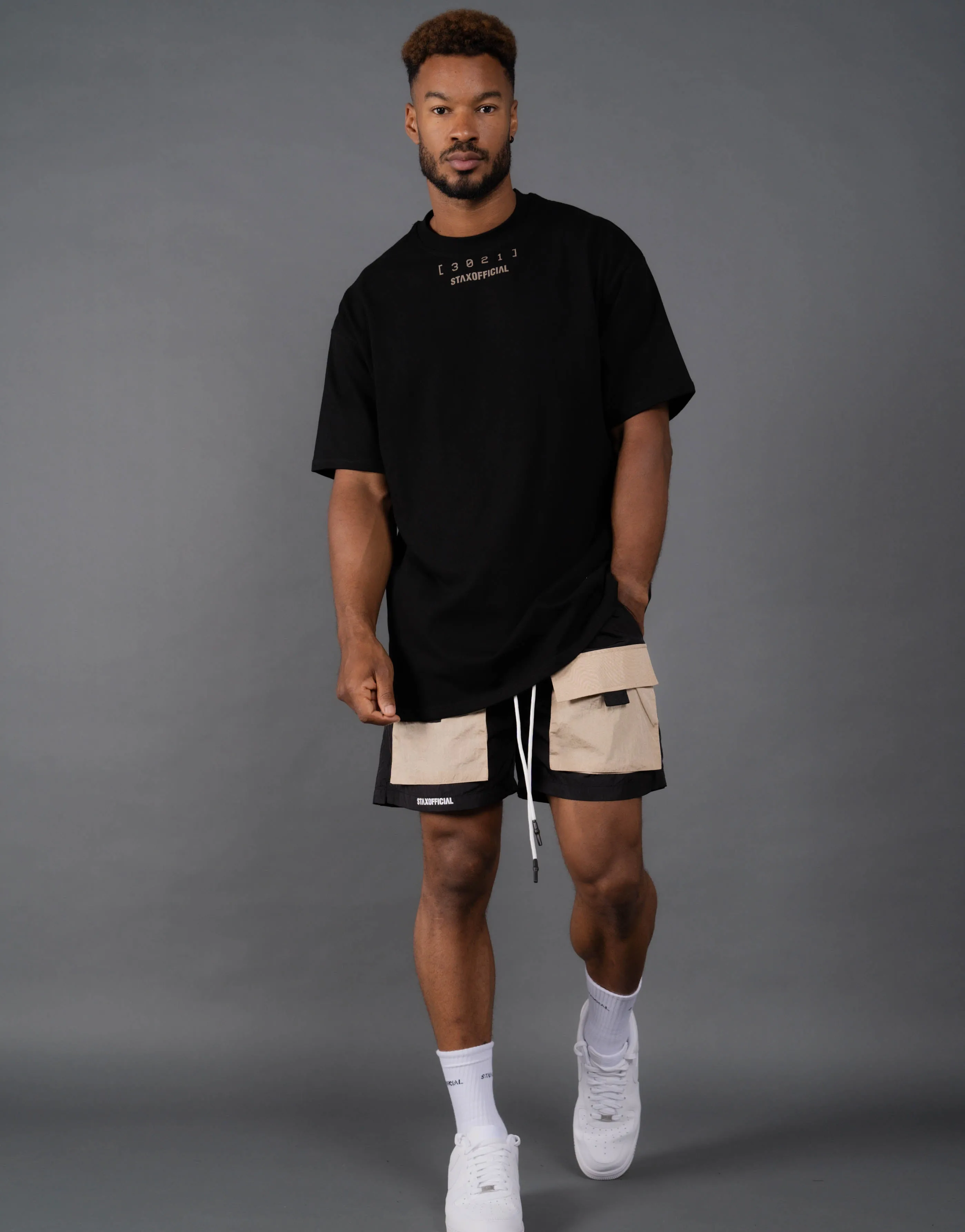 Mens Barcode Tee - Beige