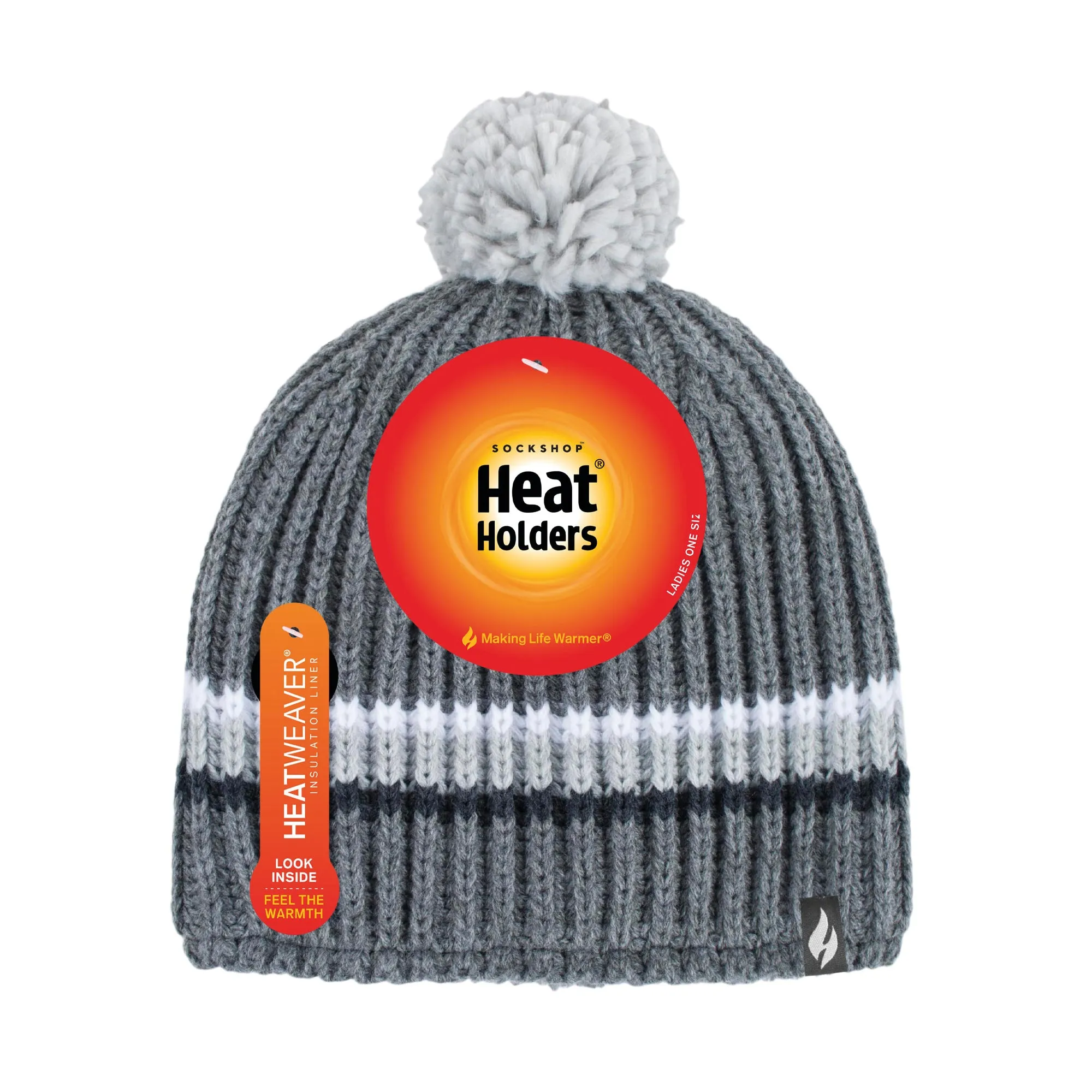 Mens Derwent Bobble Hat - Grey