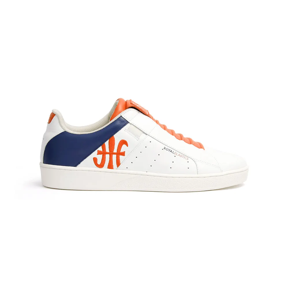 Men's Icon Genesis Spotlight White Blue Orange Leather Sneakers 01993-015