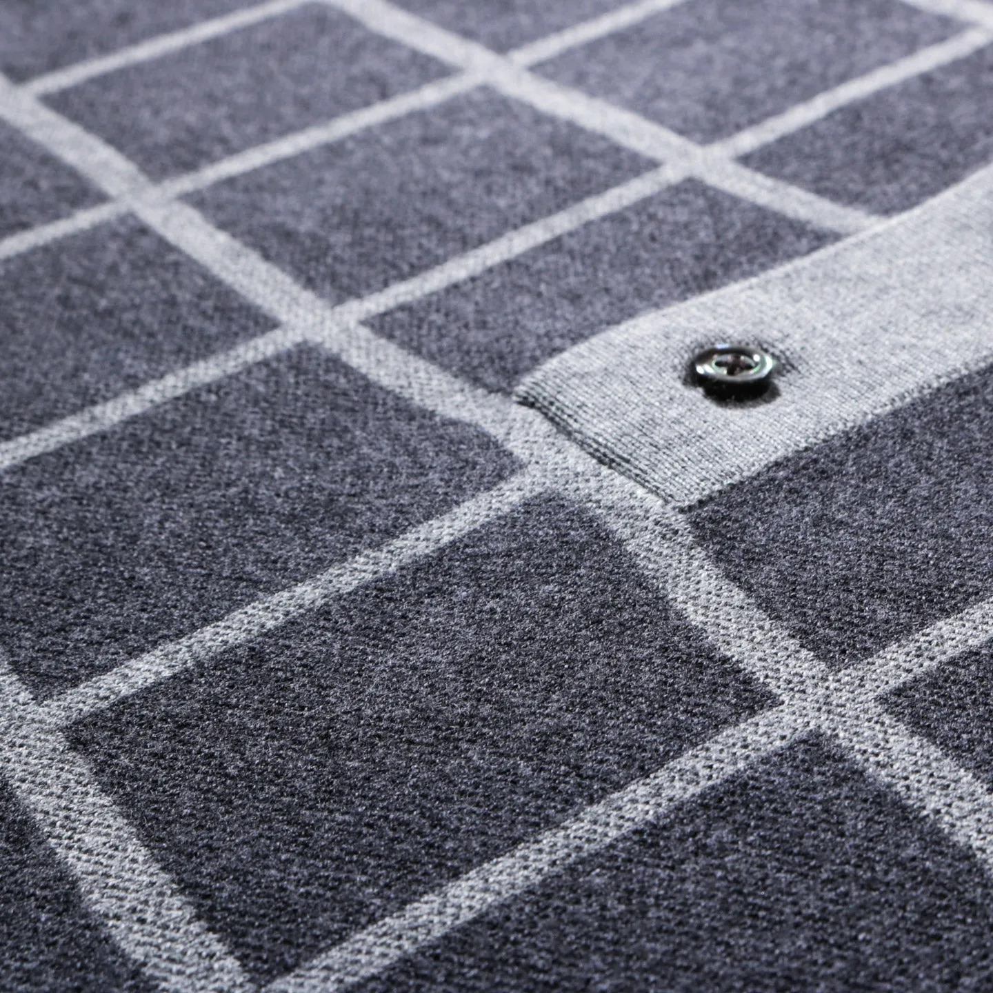 METICULOUS KNITWEAR LS POLO CHARCOAL / GREY WINDOW PANE