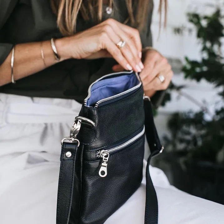 Mini Rome French Navy Leather Crossbody