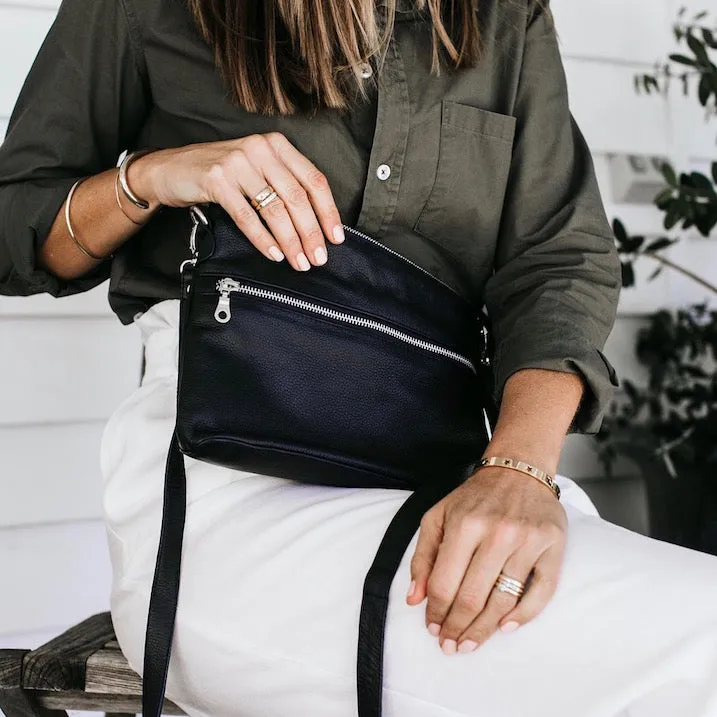 Mini Rome French Navy Leather Crossbody