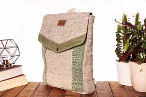 Minimal Hemp Handmade Flat Backpack | Green