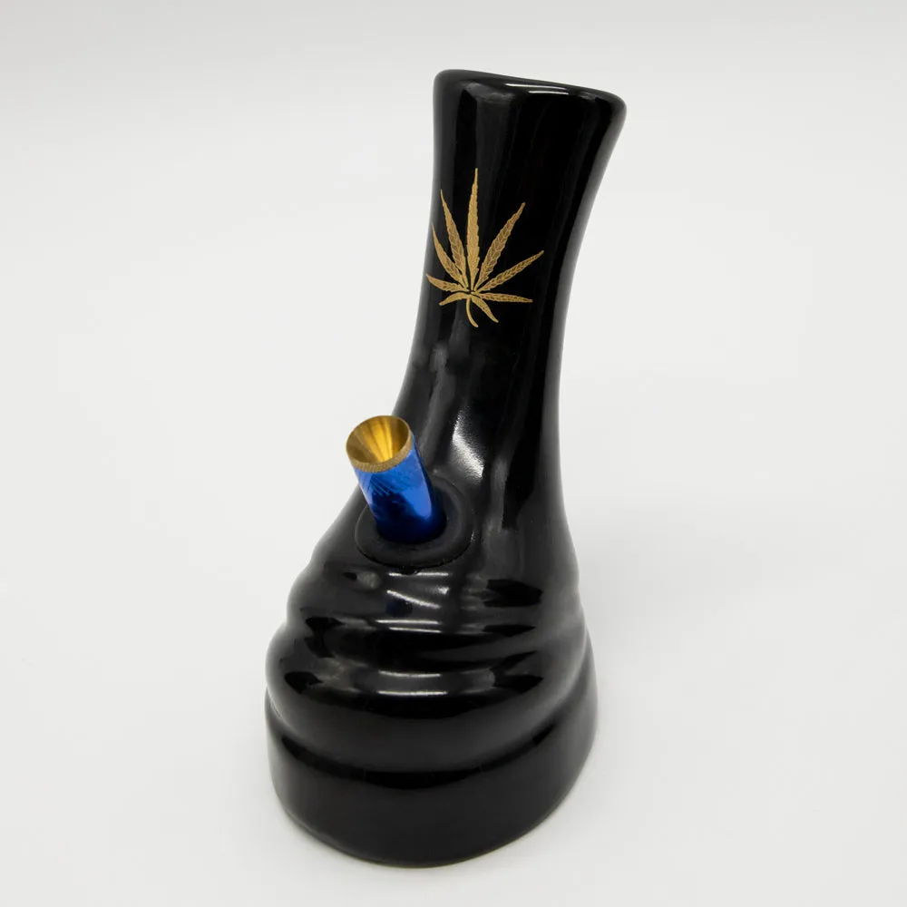 Molten Ceramic Bong - Black (Gold Leaf)