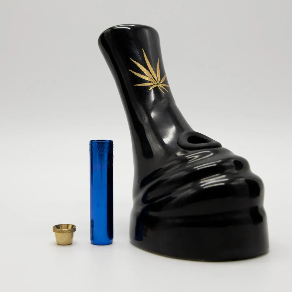 Molten Ceramic Bong - Black (Gold Leaf)