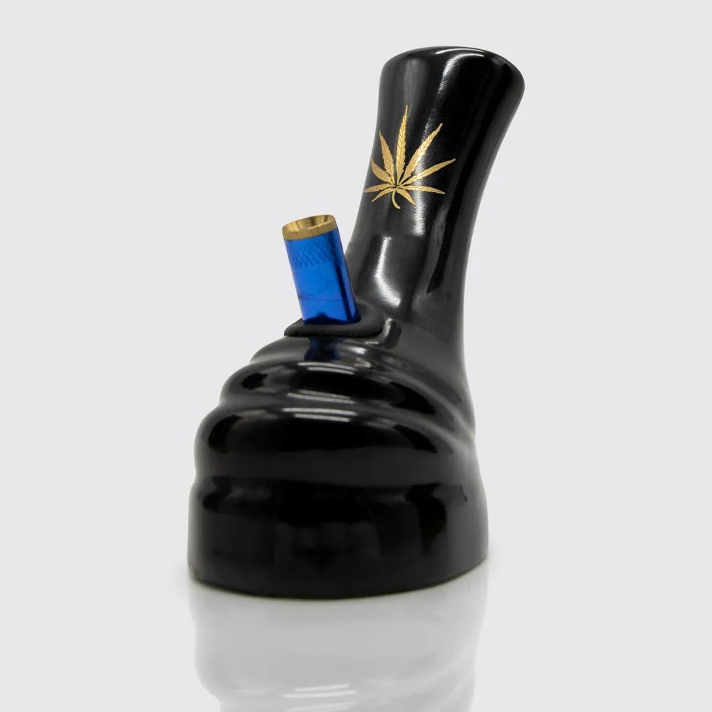 Molten Ceramic Bong - Black (Gold Leaf)