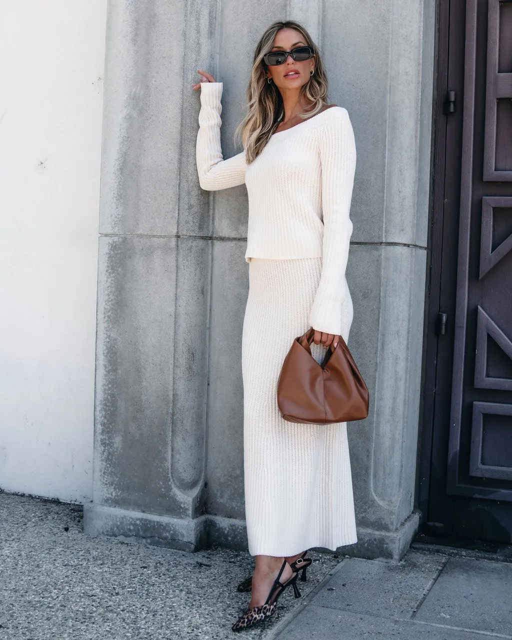 Muse By Magnolia Cream Ribbed Sweater Skirt