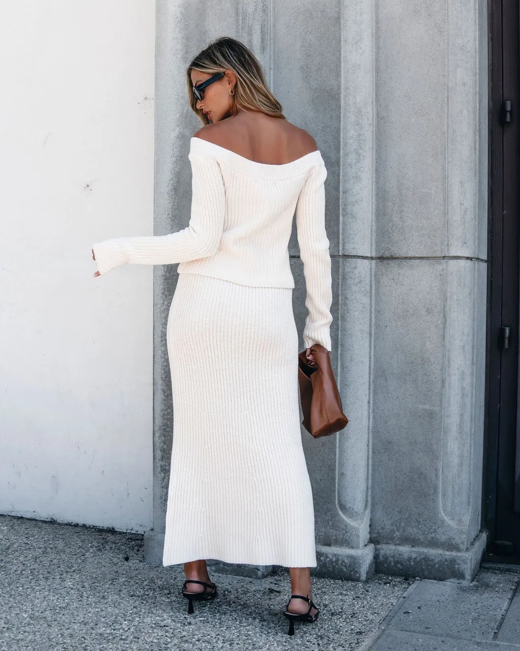 Muse By Magnolia Cream Ribbed Sweater Skirt