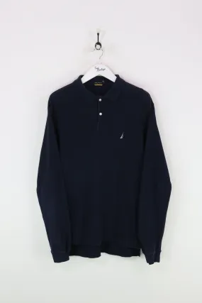 Nautica L/S Polo Shirt Navy Large