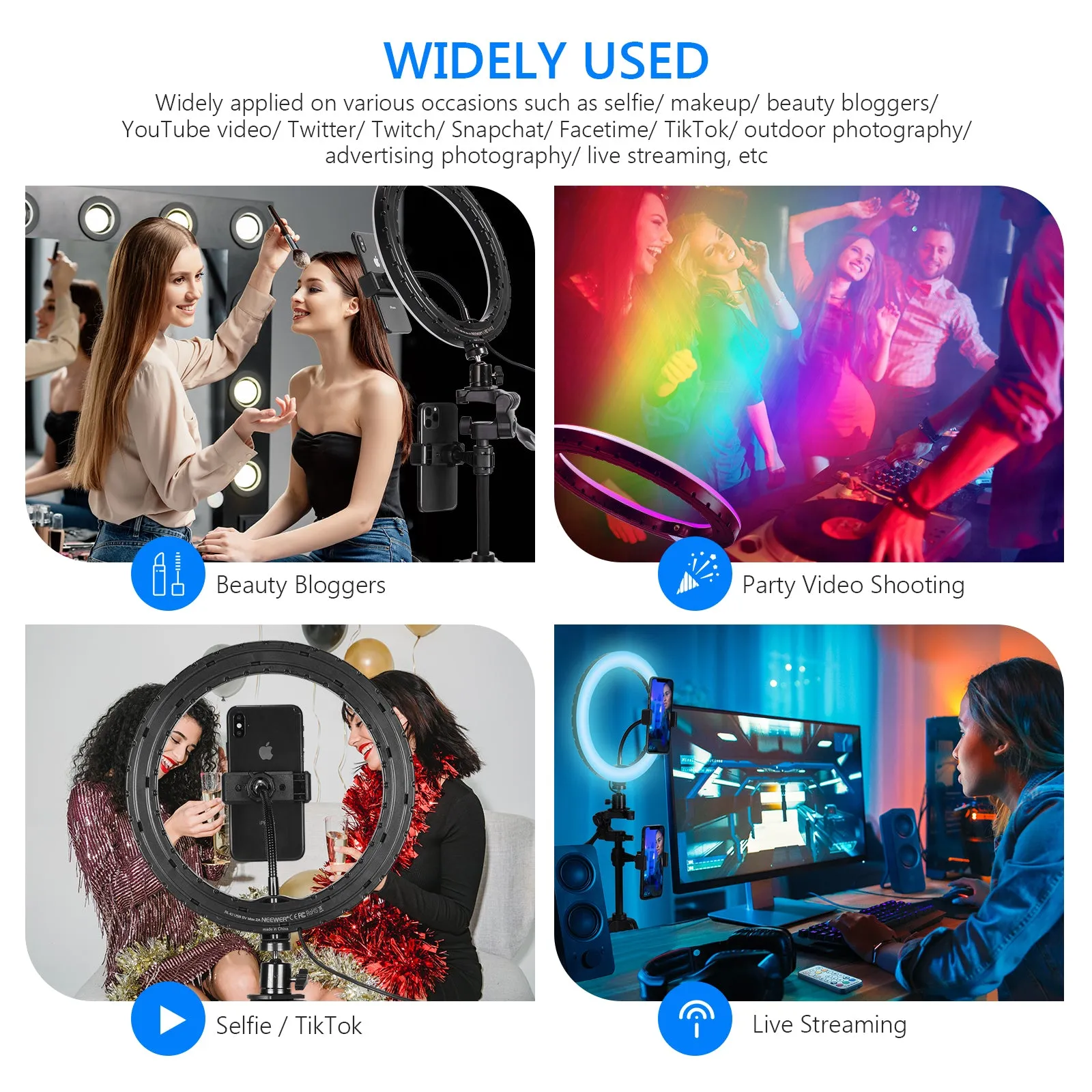 NEEWER 10/12-inch RGB Dimmable USB Selfie Ring Light