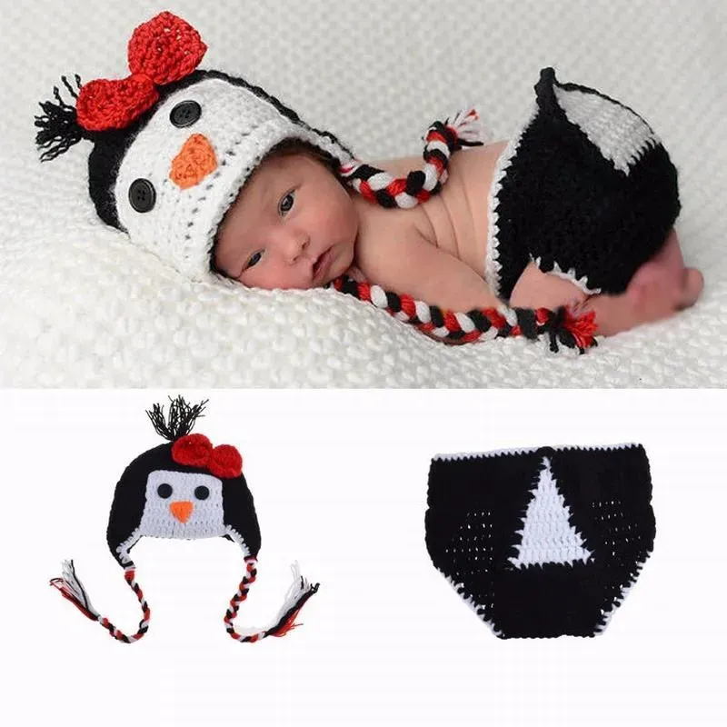 Newborn Photography Props Blanket With Hat, Crochet Animals Outfit, Baby Photo Accessories Girl Boy Knitted Outfit