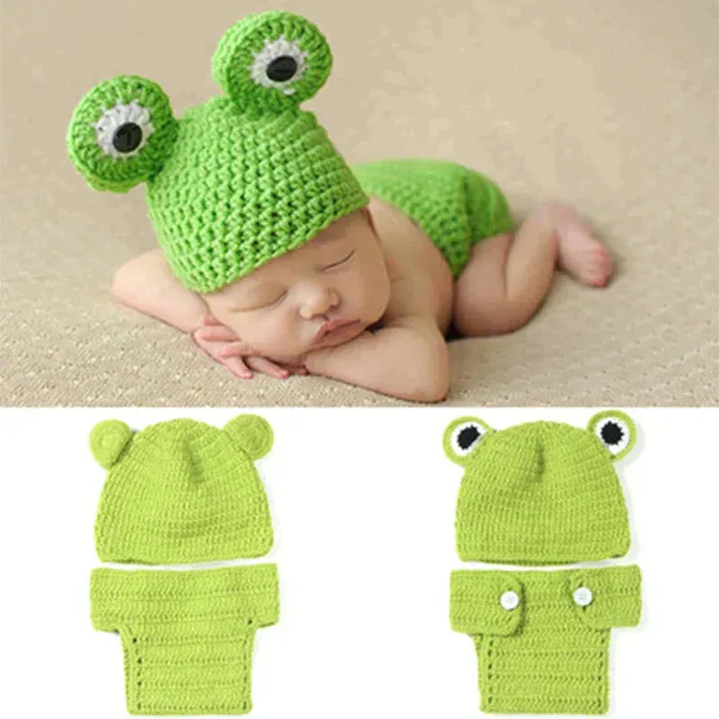 Newborn Photography Props Blanket With Hat, Crochet Animals Outfit, Baby Photo Accessories Girl Boy Knitted Outfit