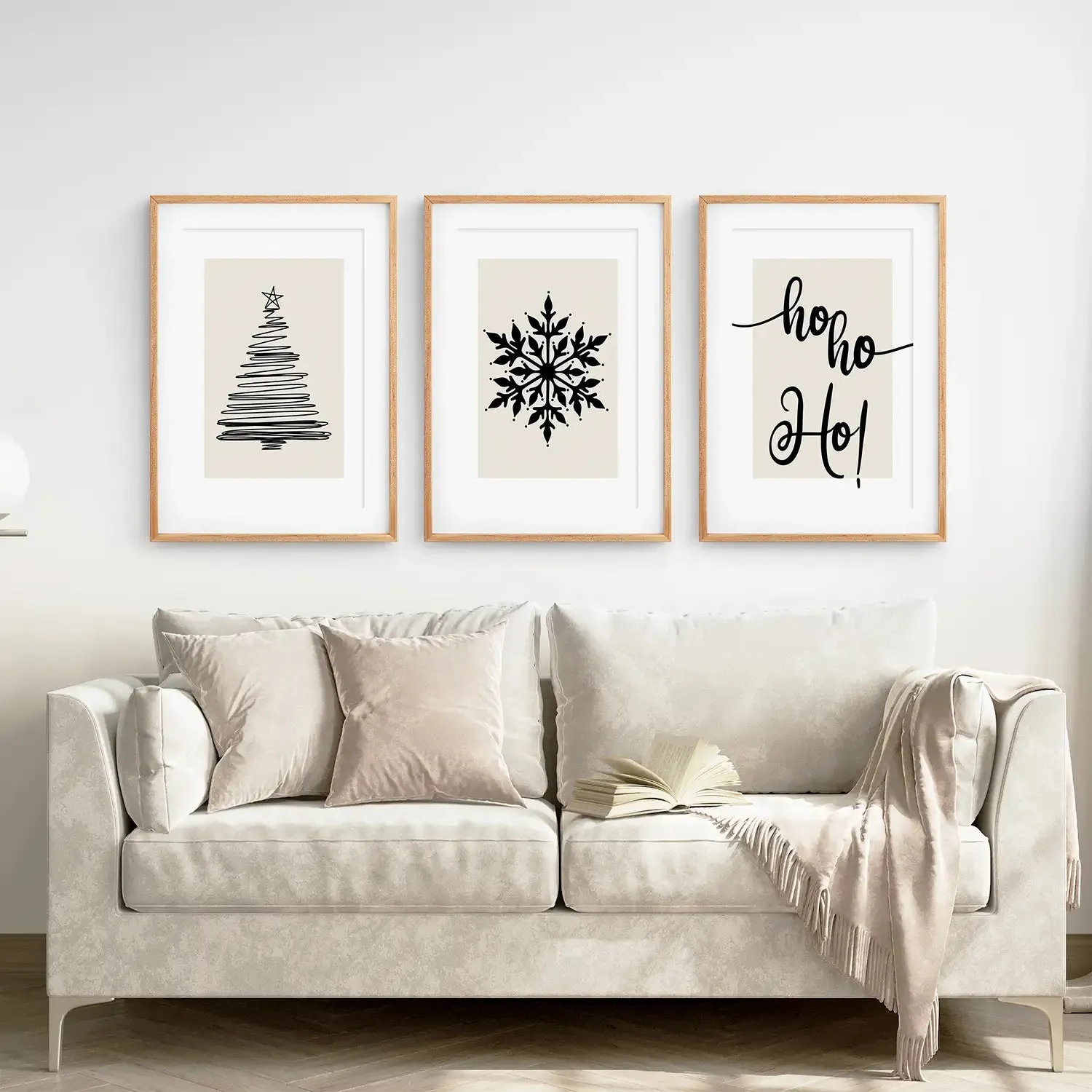 Nordic Style Xmas Triptych Wall Art Prints Set