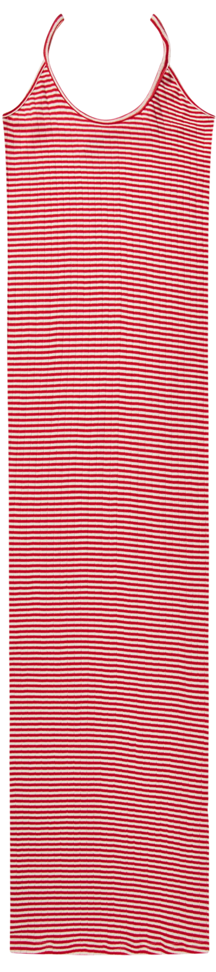 NPS Strap Dress Fine Stripe, Red/Ecru