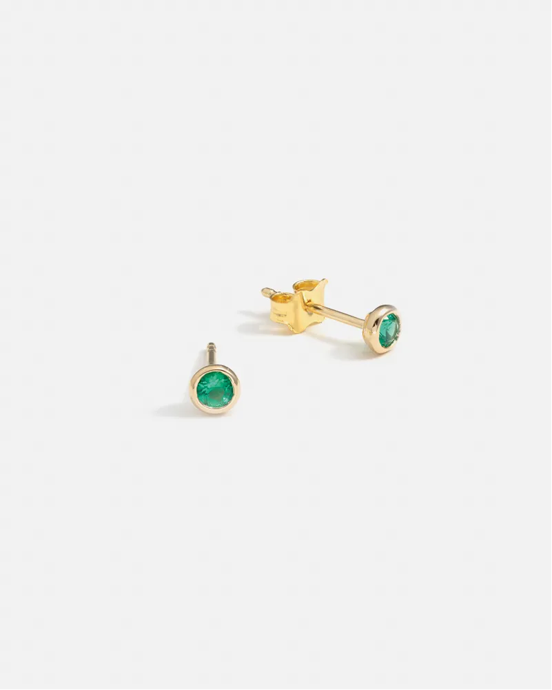 Origines Stud Earrings in 14k Gold with Ethical Birthstone