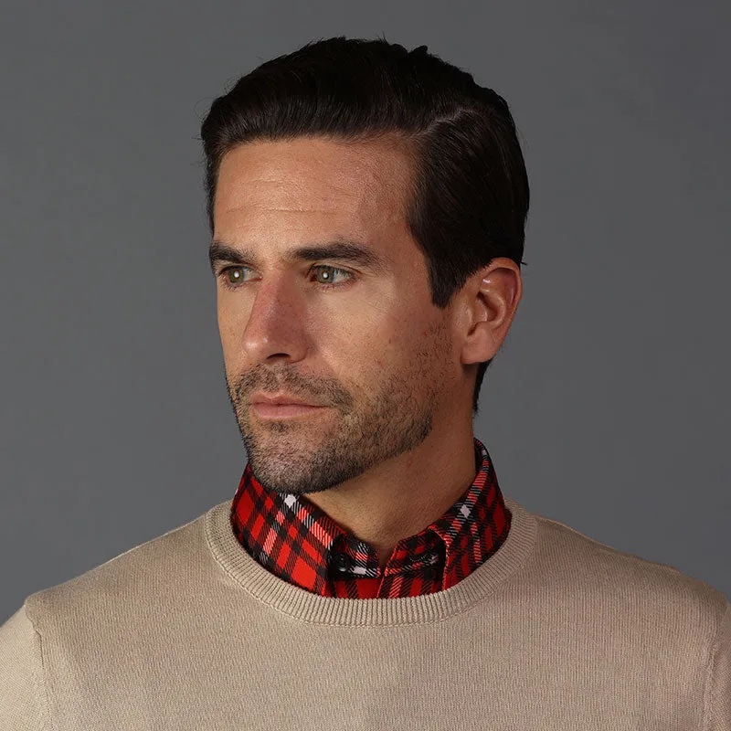 Oxford Button Down Collar Polo Red and Black Plaid