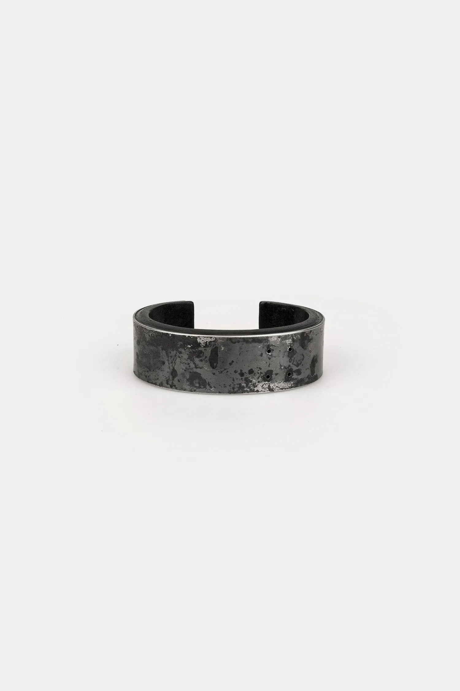 Oxidised steel over leather bracelet, Thin