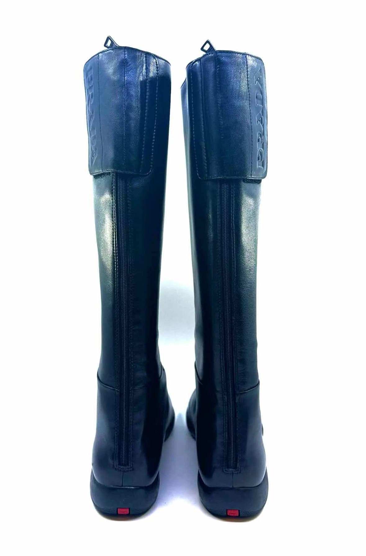 PRADA Size 11 Black Leather Tall Boot