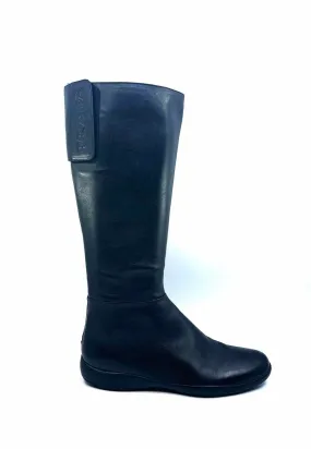 PRADA Size 11 Black Leather Tall Boot