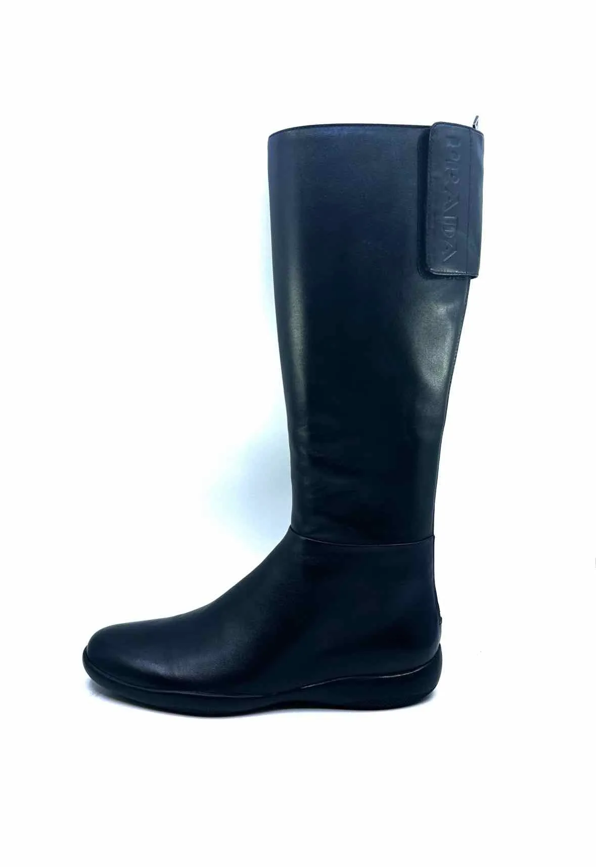 PRADA Size 11 Black Leather Tall Boot