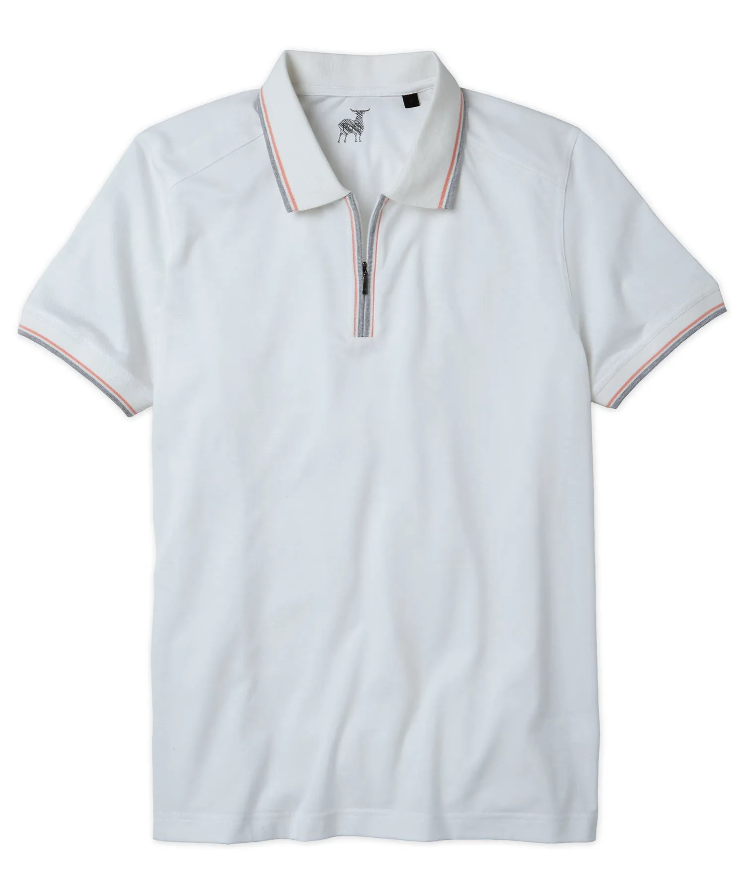 Raffi Aqua Cotton Pique Zip Polo Shirt