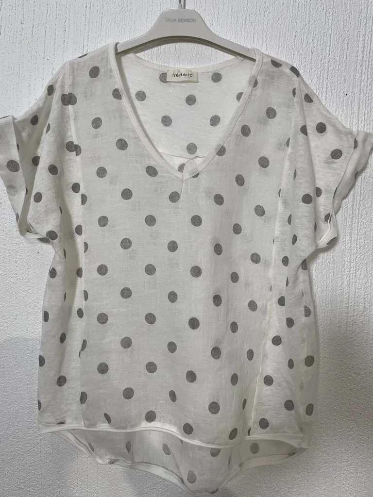 Renee linen spot tshirt