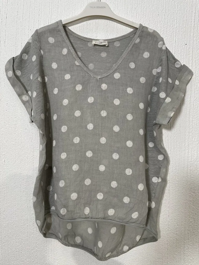 Renee linen spot tshirt