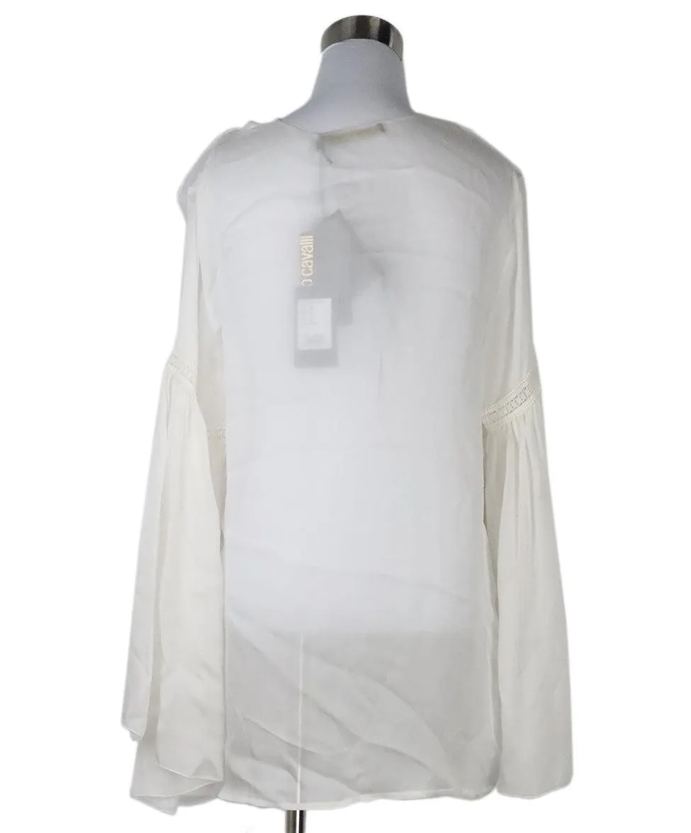 Roberto Cavalli Ivory Silk Blouse sz 10