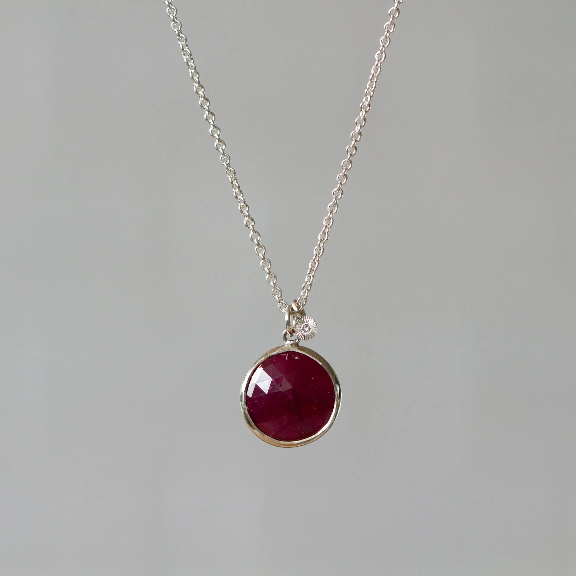 Rose Cut Ruby Sterling Silver Theia Necklace