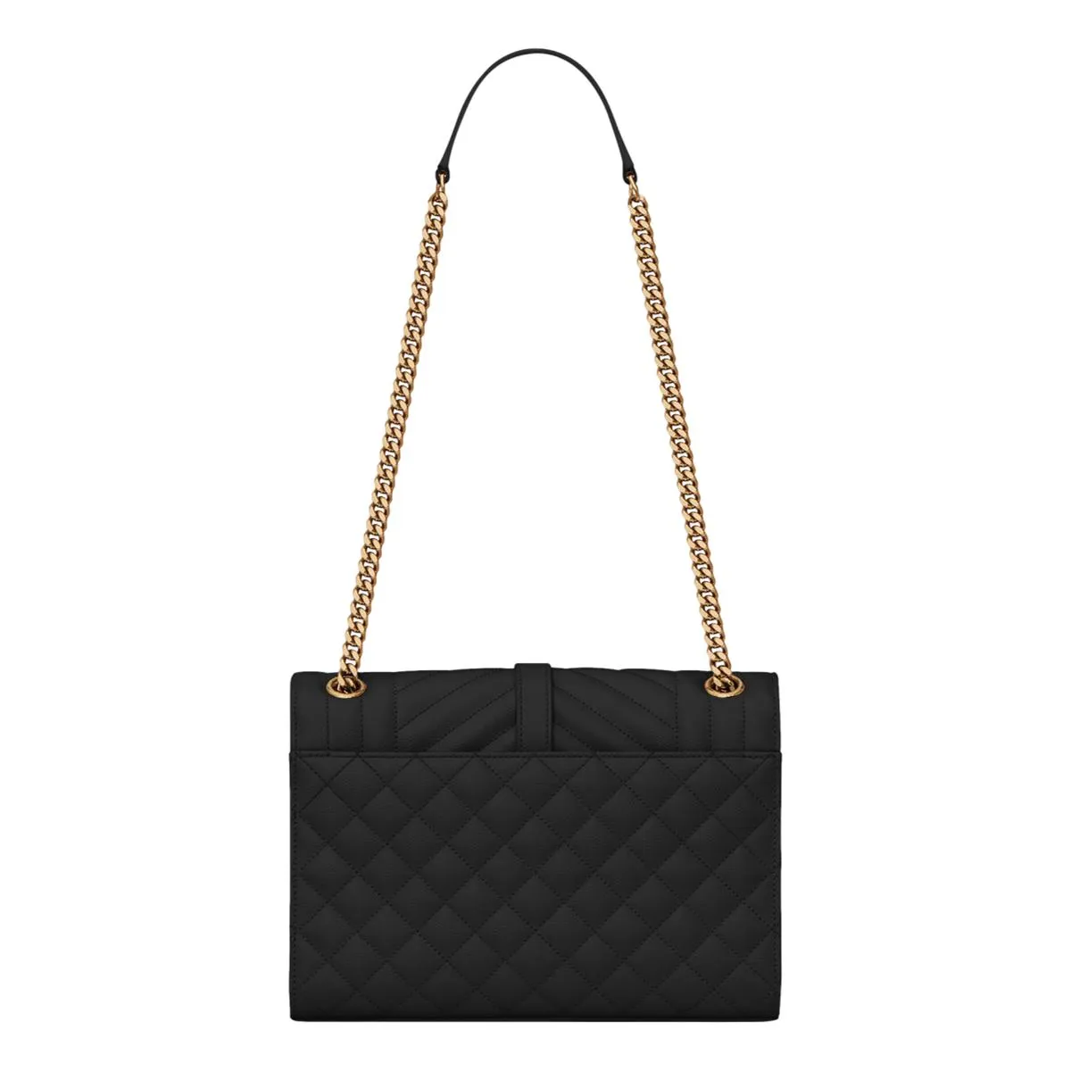 Saint Laurent Black Grain de Poudre Matelasse Medium Shoulder Bag 600185